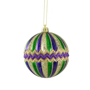 100MM Antique Stripe Chevron Ball: Mardi Gras