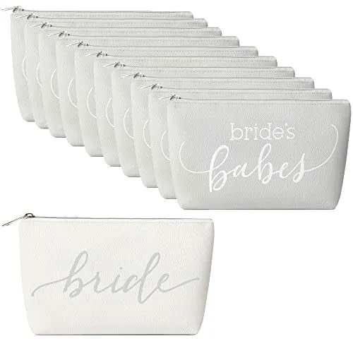 11 Piece Set of Grey Faux Leather Bride and Bridal Party Leather