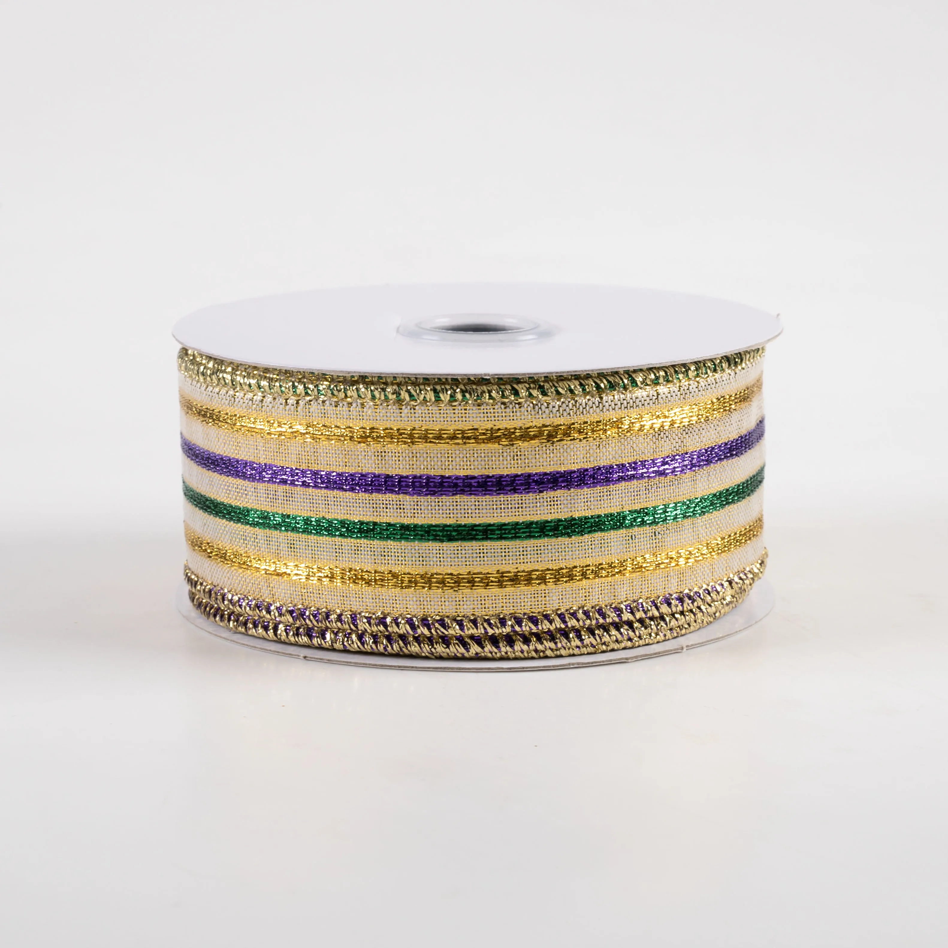 1.5" Woven Stripe Ribbon: Mardi Gras (10 Yards)