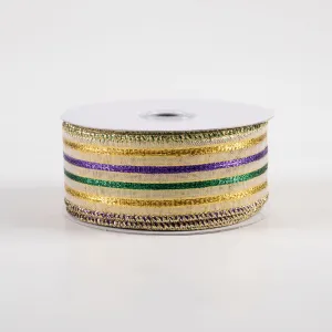 1.5" Woven Stripe Ribbon: Mardi Gras (10 Yards)