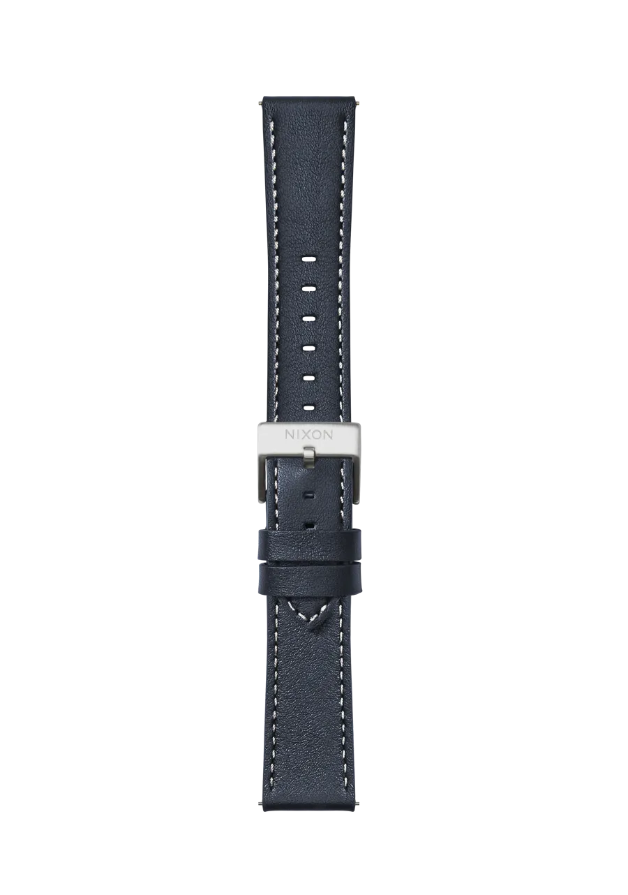 20mm Stitched Leather Band - Navy