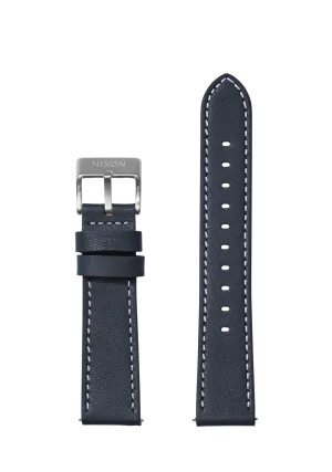 20mm Stitched Leather Band - Navy