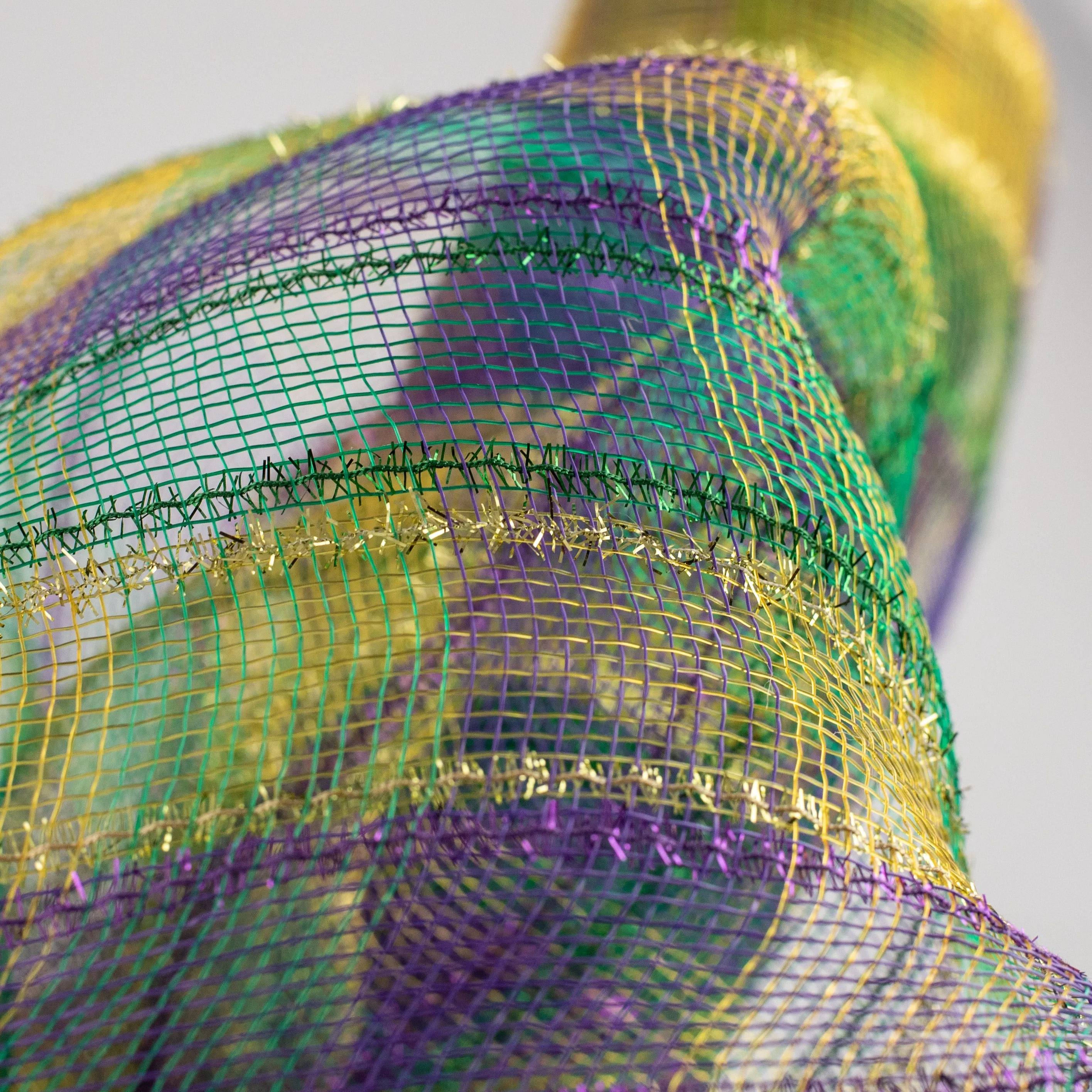 21" Poly Deco Tinsel Mesh: Mardi Gras Check