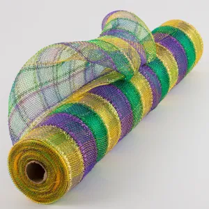 21" Poly Deco Tinsel Mesh: Mardi Gras Check