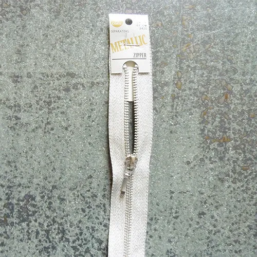 24" Aluminum Metallic Silver Separating Zipper