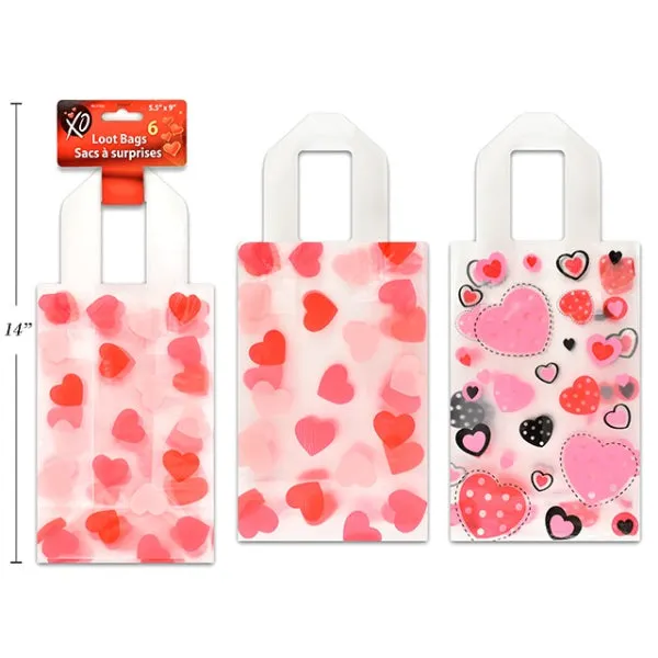 6 Pack Valentine Loot Bags - 14cm x 20cm