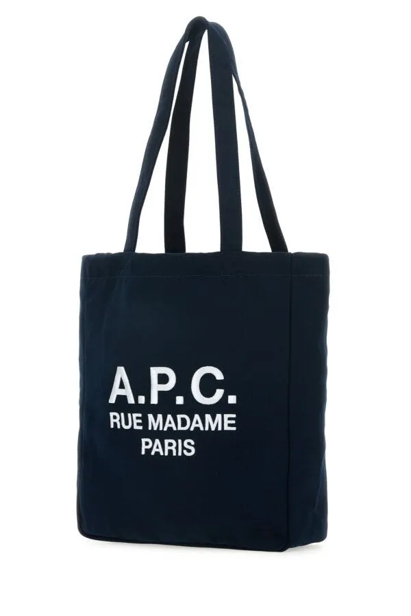 A.P.C. Women Navy Blue Canvas Lou Rue Madame Shopping Bag