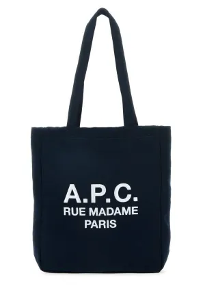 A.P.C. Women Navy Blue Canvas Lou Rue Madame Shopping Bag