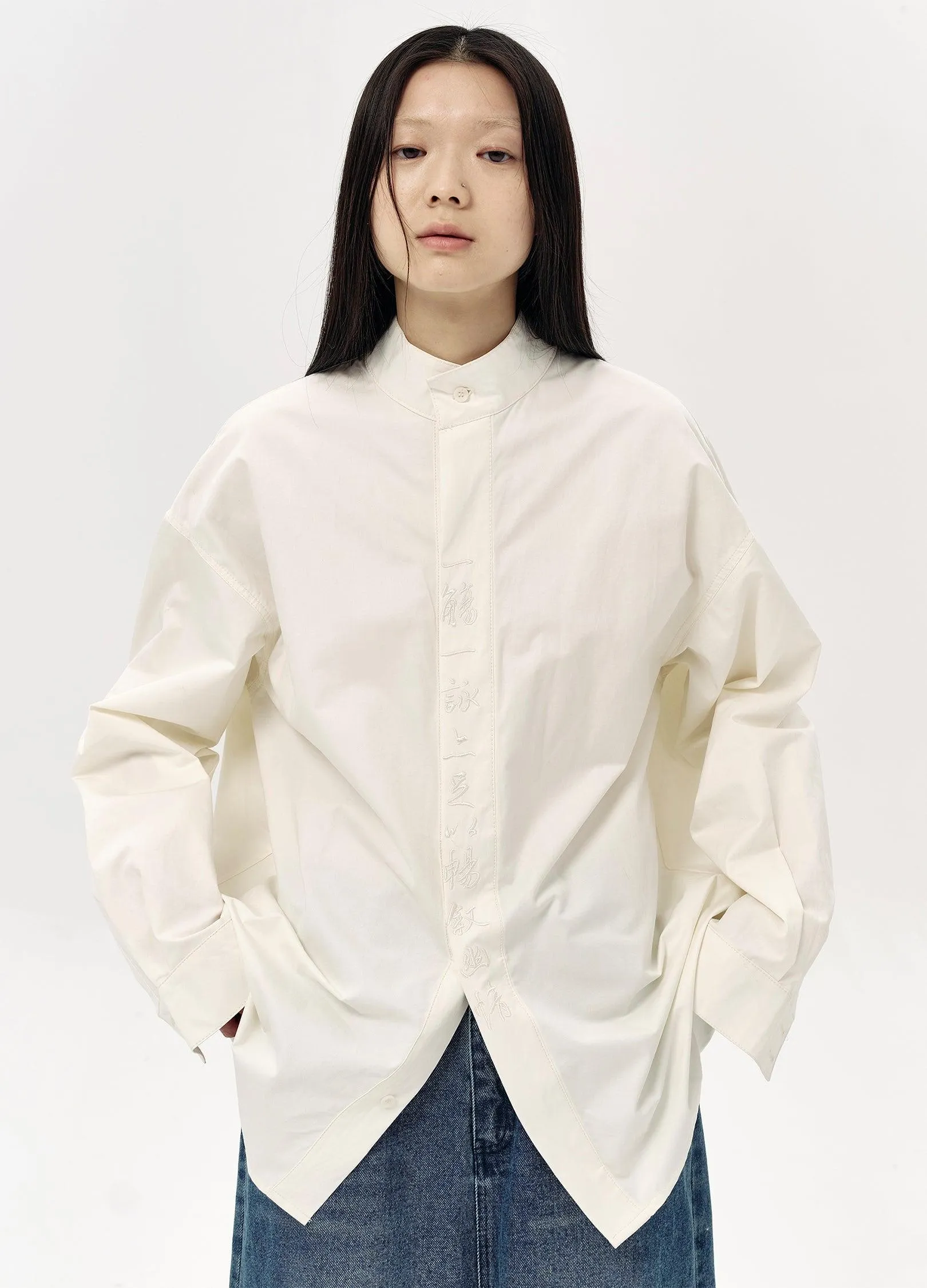 Artistic Embroidered Oversized Shirt