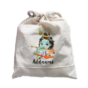 Artistic Krishna Playing Flute with Cow Addname Satchel