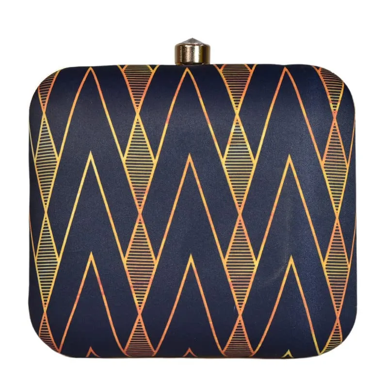 Artklim Printed Black Golden Geometric Clutch