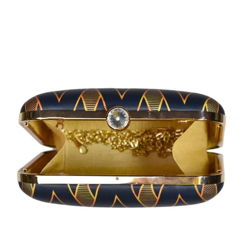 Artklim Printed Black Golden Geometric Clutch