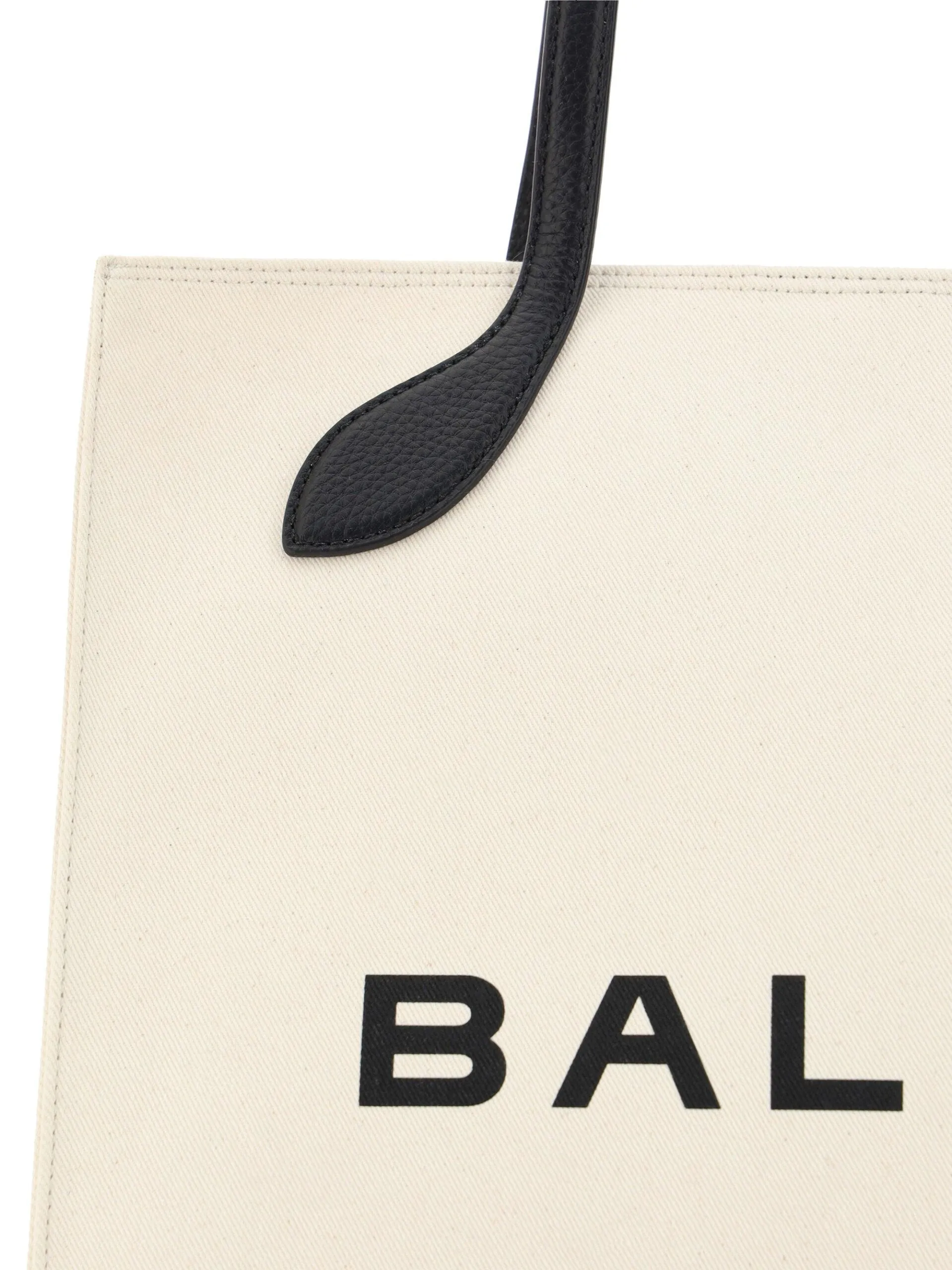 Bally White and Black Leather Tote Shoulder Bag