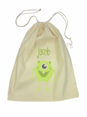 Calico Drawstring Bag - Green Alien