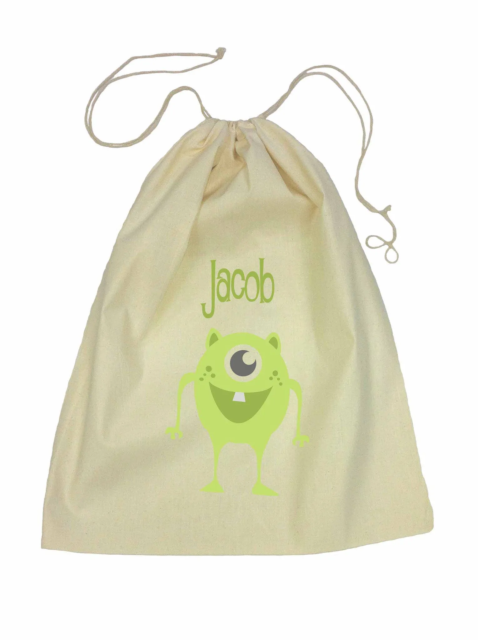 Calico Drawstring Bag - Green Alien