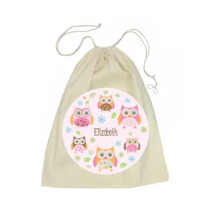 Calico Drawstring Bag - Owl