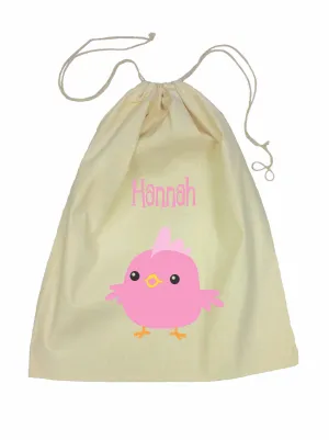 Calico Drawstring Bag - Pink Chicken