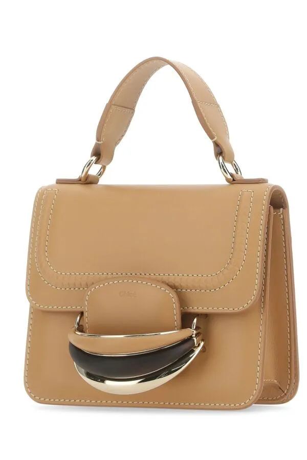 Chloe Women Camel Leather Small Kattie Handbag