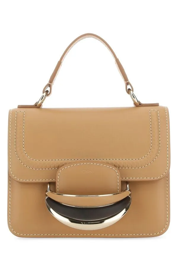 Chloe Women Camel Leather Small Kattie Handbag