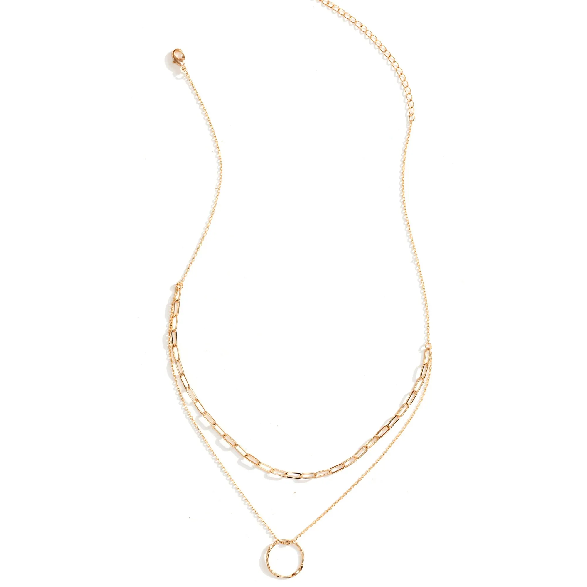 Delicate Double Appeal Ring Necklace-Gold