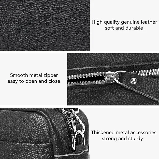 DXIOKO Crossbody Bag for Women, Genuine Leather Women's Cross body Camera Bags Handbag with Adjustable Wide Strap, Over Shoulder Bag for Ladies