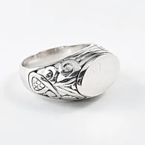 Elegant Shiny Metallic Filigree Side Band Silver Ring