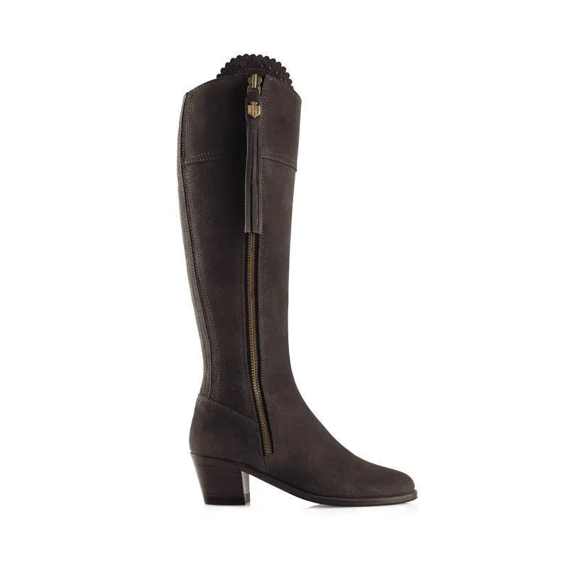 Fairfax & Favor Heeled Regina Sporting Fit Ladies Suede Boot - Chocolate