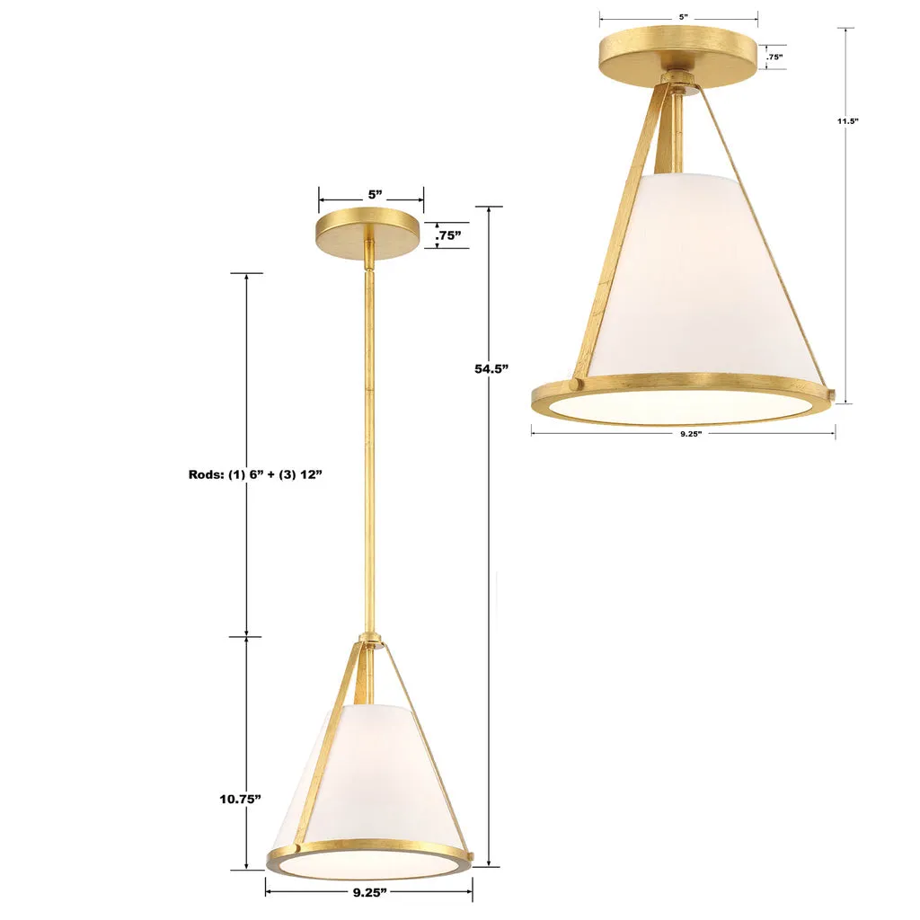 Fulton 1 Light Antique Gold Pendant