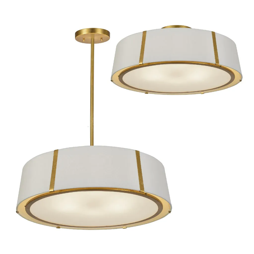 Fulton 6 Light Antique Gold Semi Flush Mount