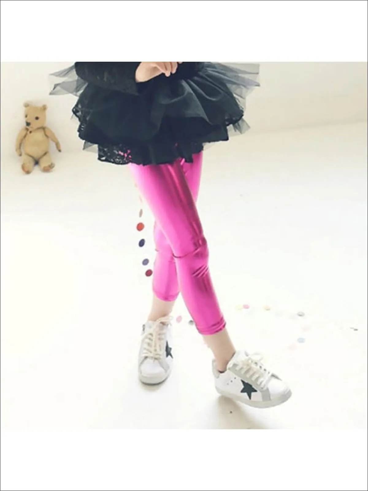 Girls Shiny Metallic Leggings ( 4 Color Options)