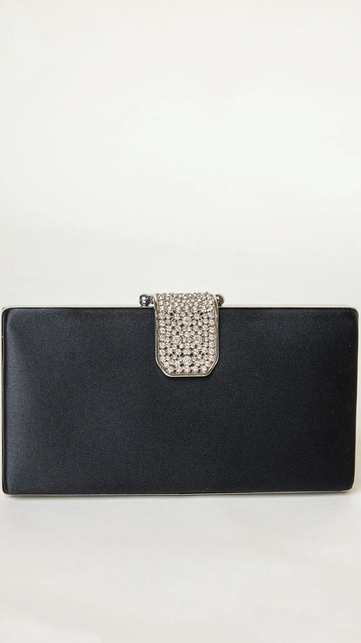 Gleam Black Satin Clutch