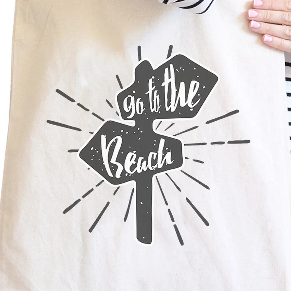 Go To The Beach Natural Canvas Bags