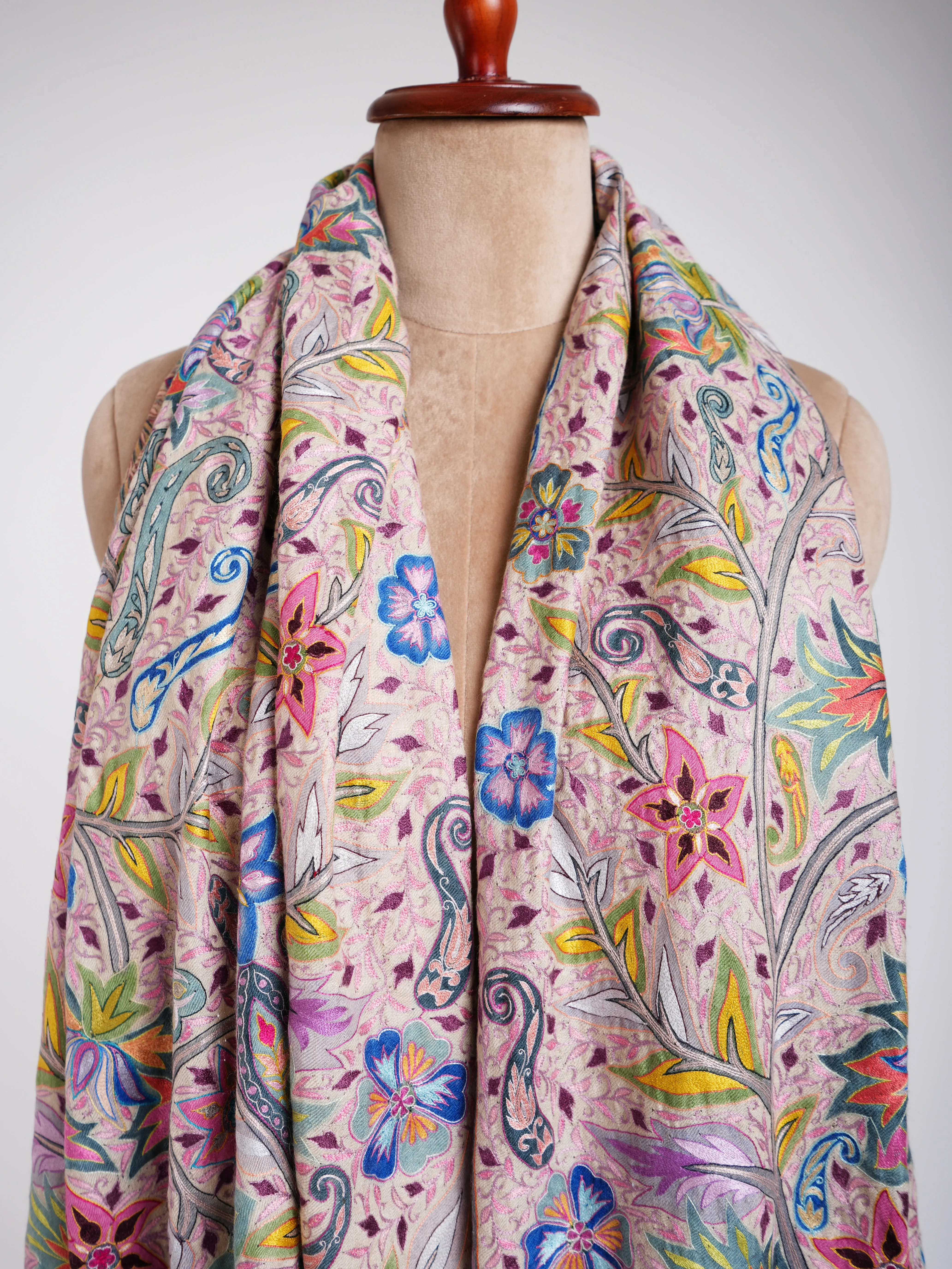 Hand Painted Kalamkari Floral Pashmina Shawl