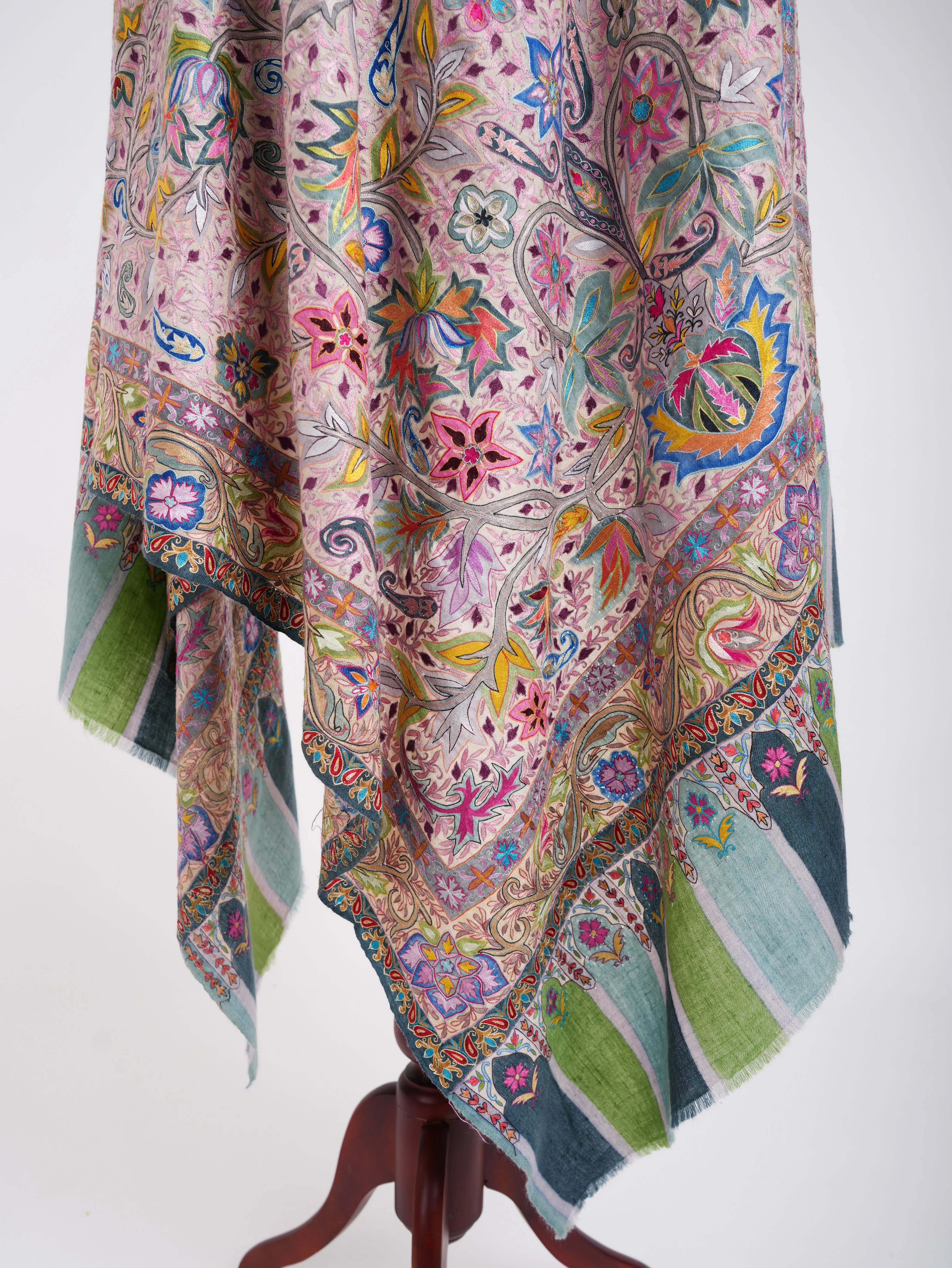 Hand Painted Kalamkari Floral Pashmina Shawl