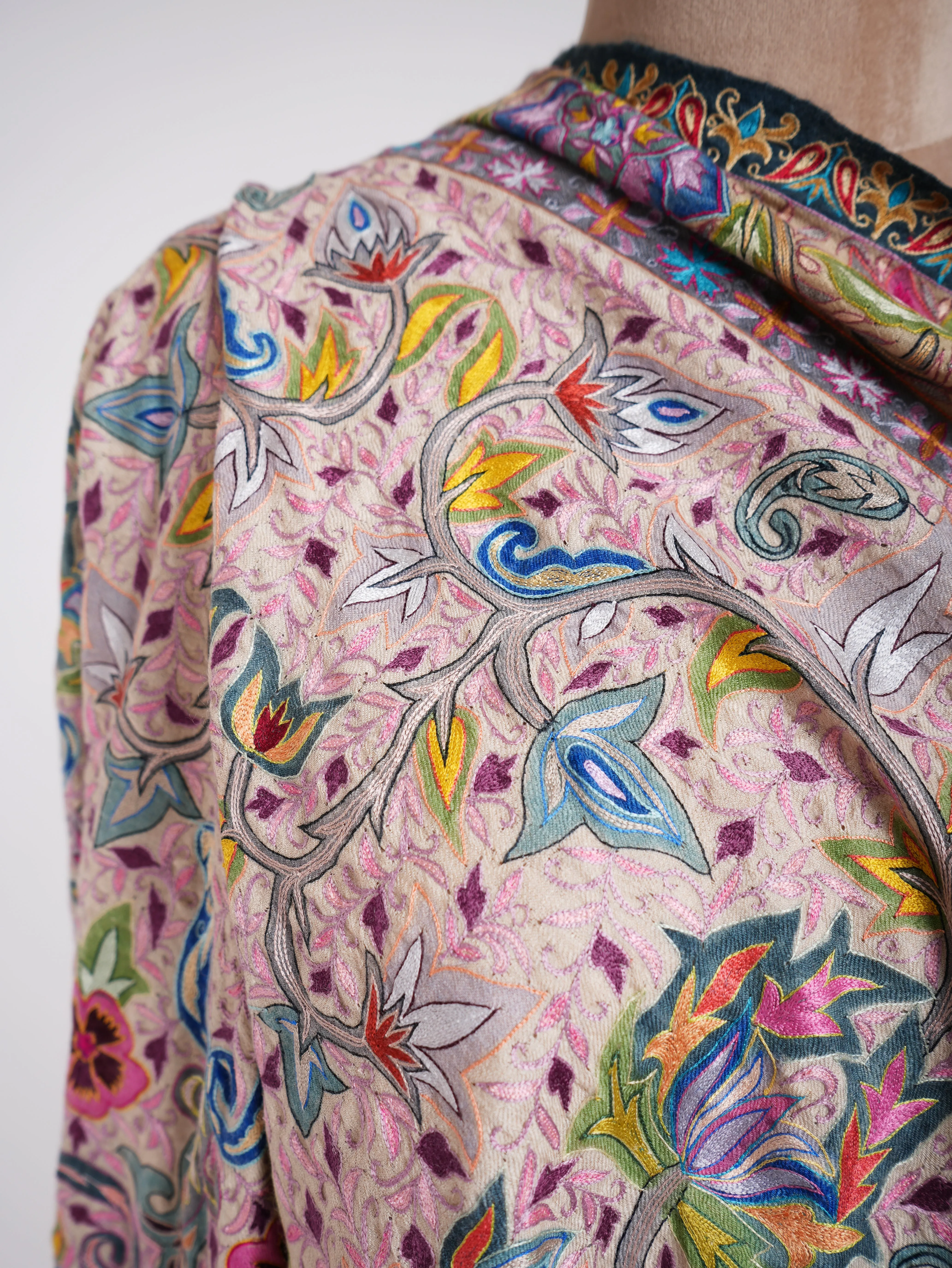 Hand Painted Kalamkari Floral Pashmina Shawl