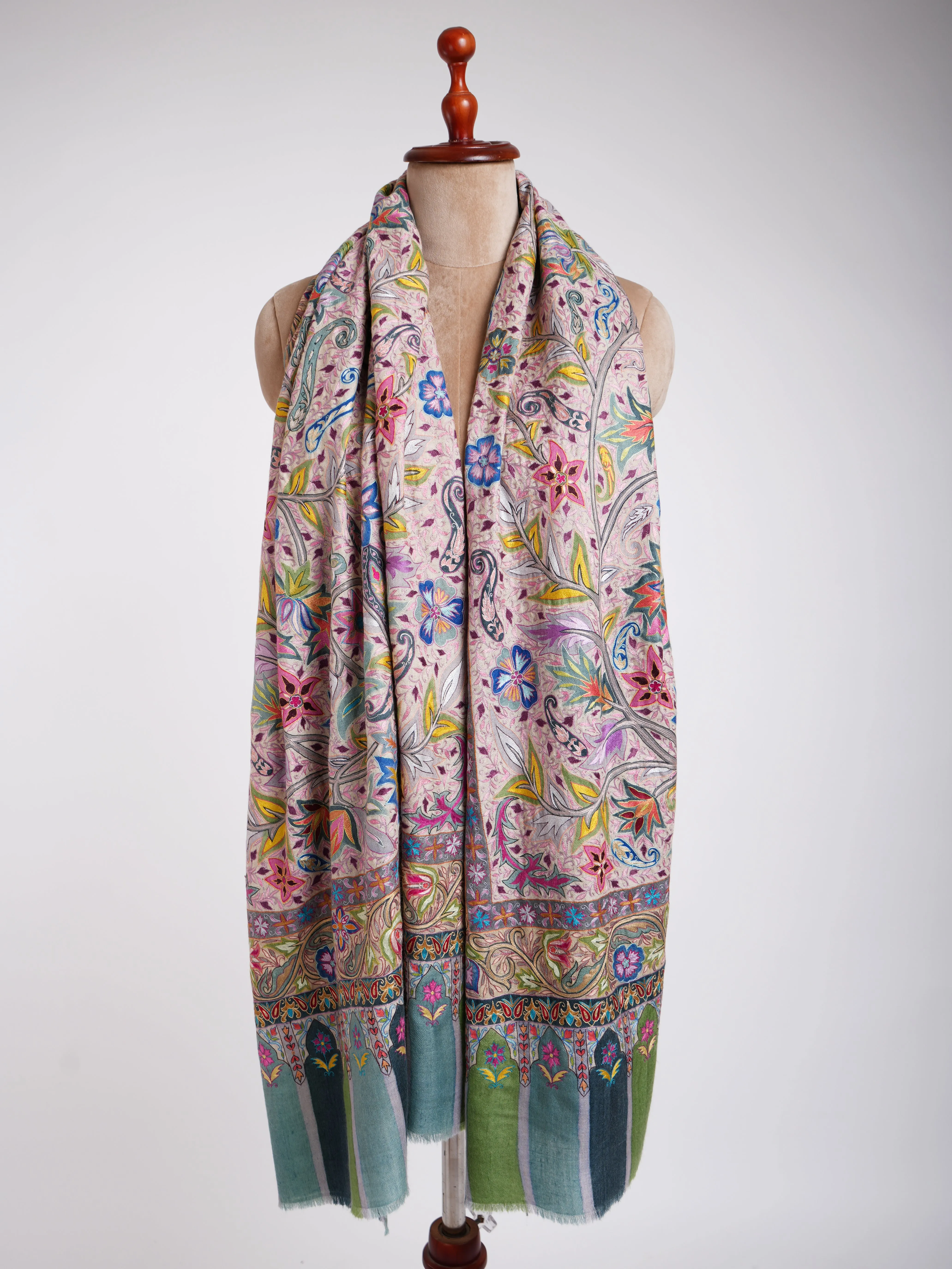 Hand Painted Kalamkari Floral Pashmina Shawl