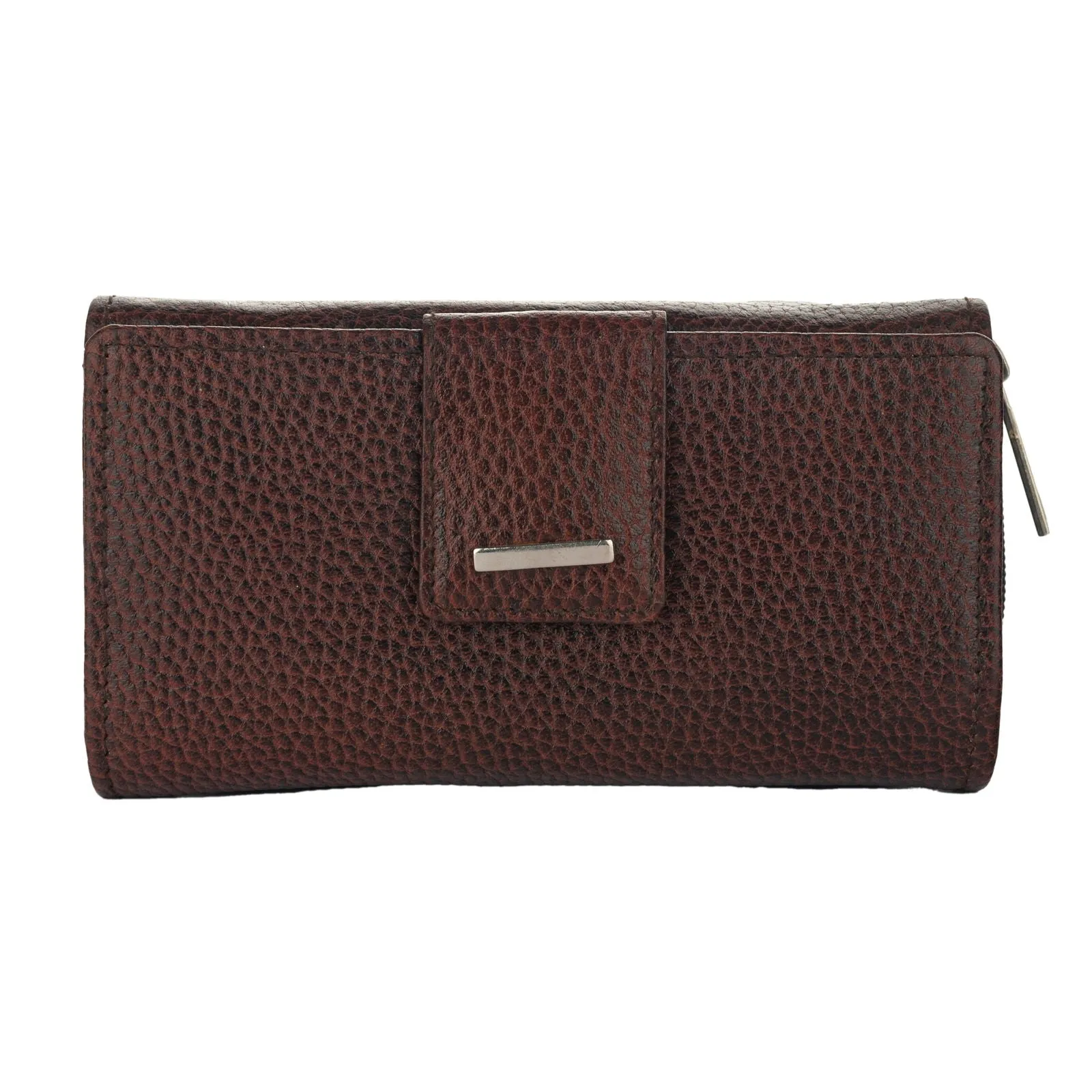 Handcrafted Genuine Leather Wallet For Women - Brown Double Flip Clutch With 6 Compartments