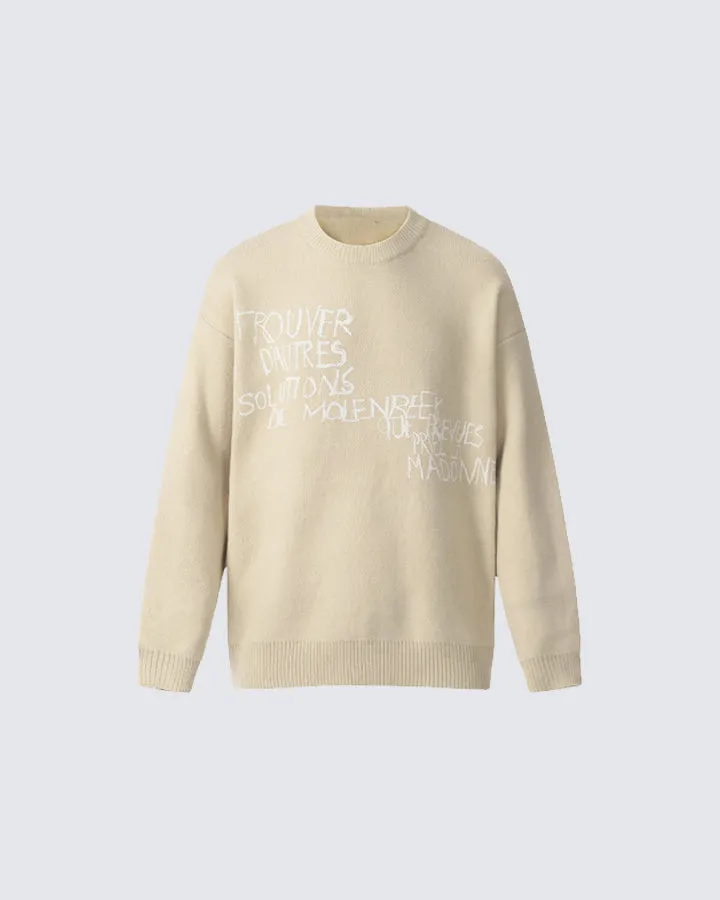 Handwritten Script Embroidered Sweater