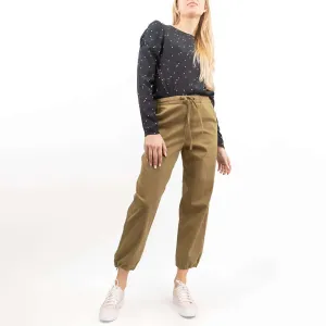 Hush Washed Khaki Green Crop Wide Leg Stretch Trousers with Pockets