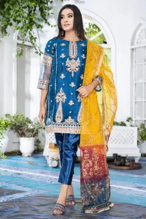 Ketifa - Formals Unstitched Collection - Artistic Blue