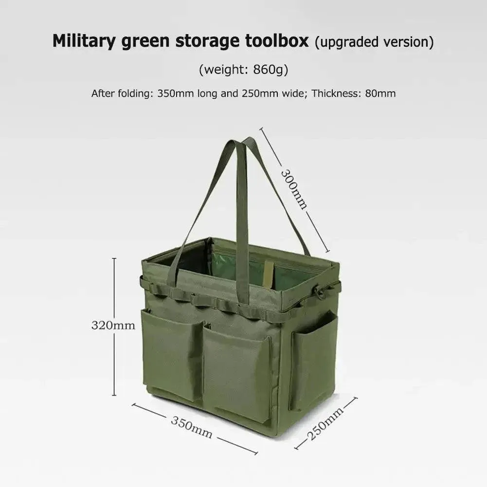 Large Capacity Camping Storage Tool Box Multifunction Wide Mouth Tool Bags Collapsible Outdoor Hiking Fishing Organizer Bags