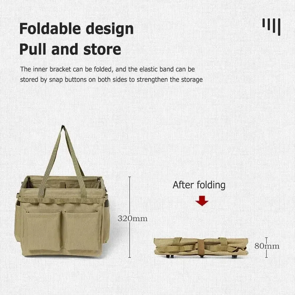 Large Capacity Camping Storage Tool Box Multifunction Wide Mouth Tool Bags Collapsible Outdoor Hiking Fishing Organizer Bags