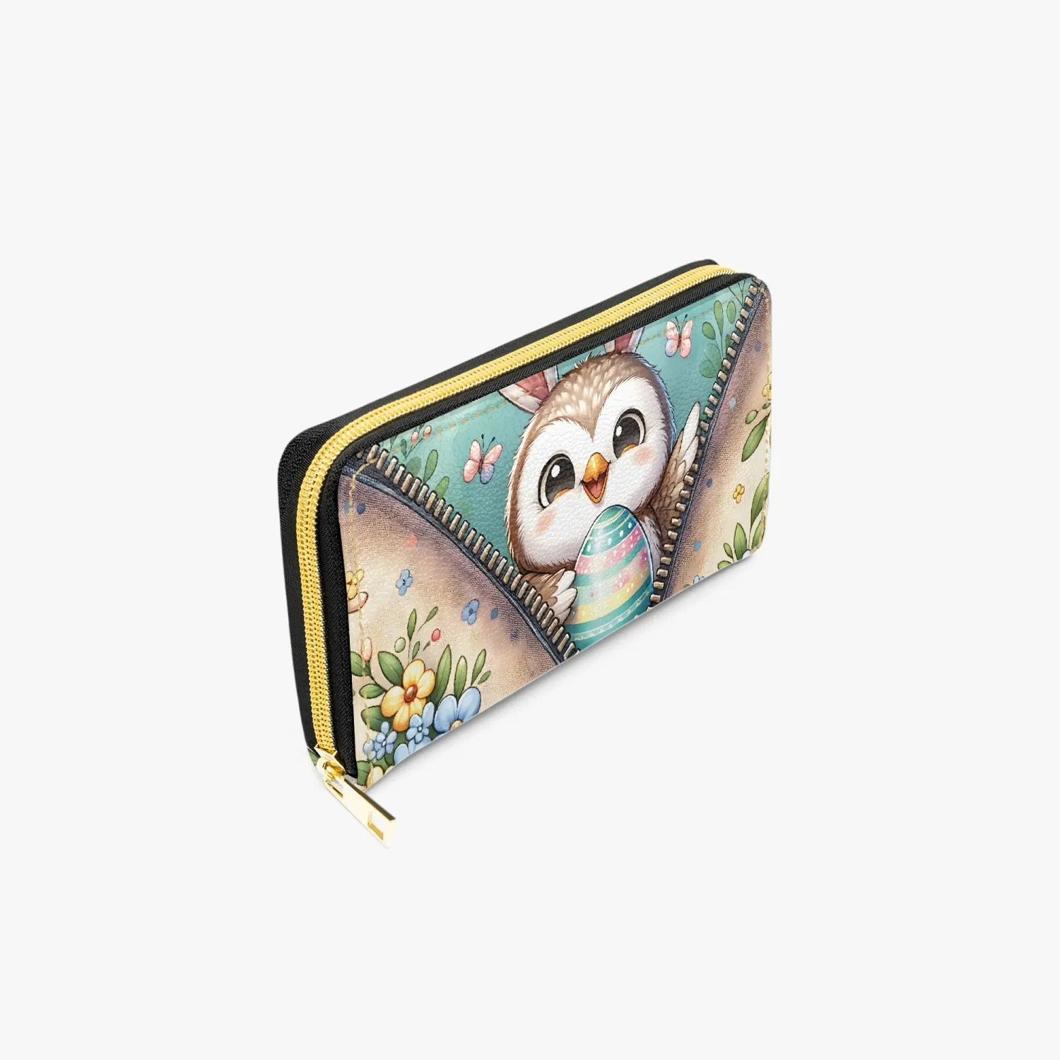 Long Type Zipper Purse Easter- Owl with Bunny ears - awd-1302