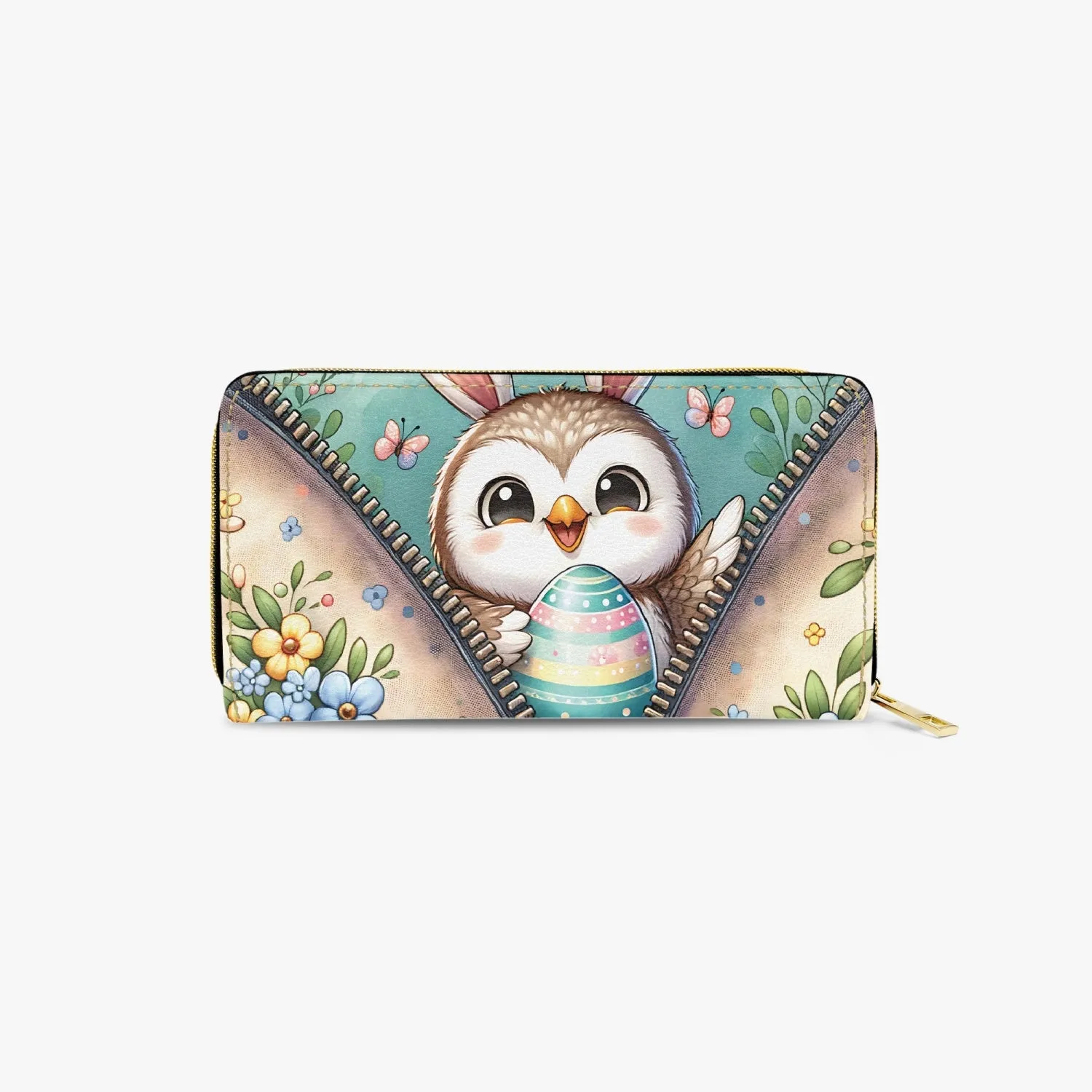 Long Type Zipper Purse Easter- Owl with Bunny ears - awd-1302