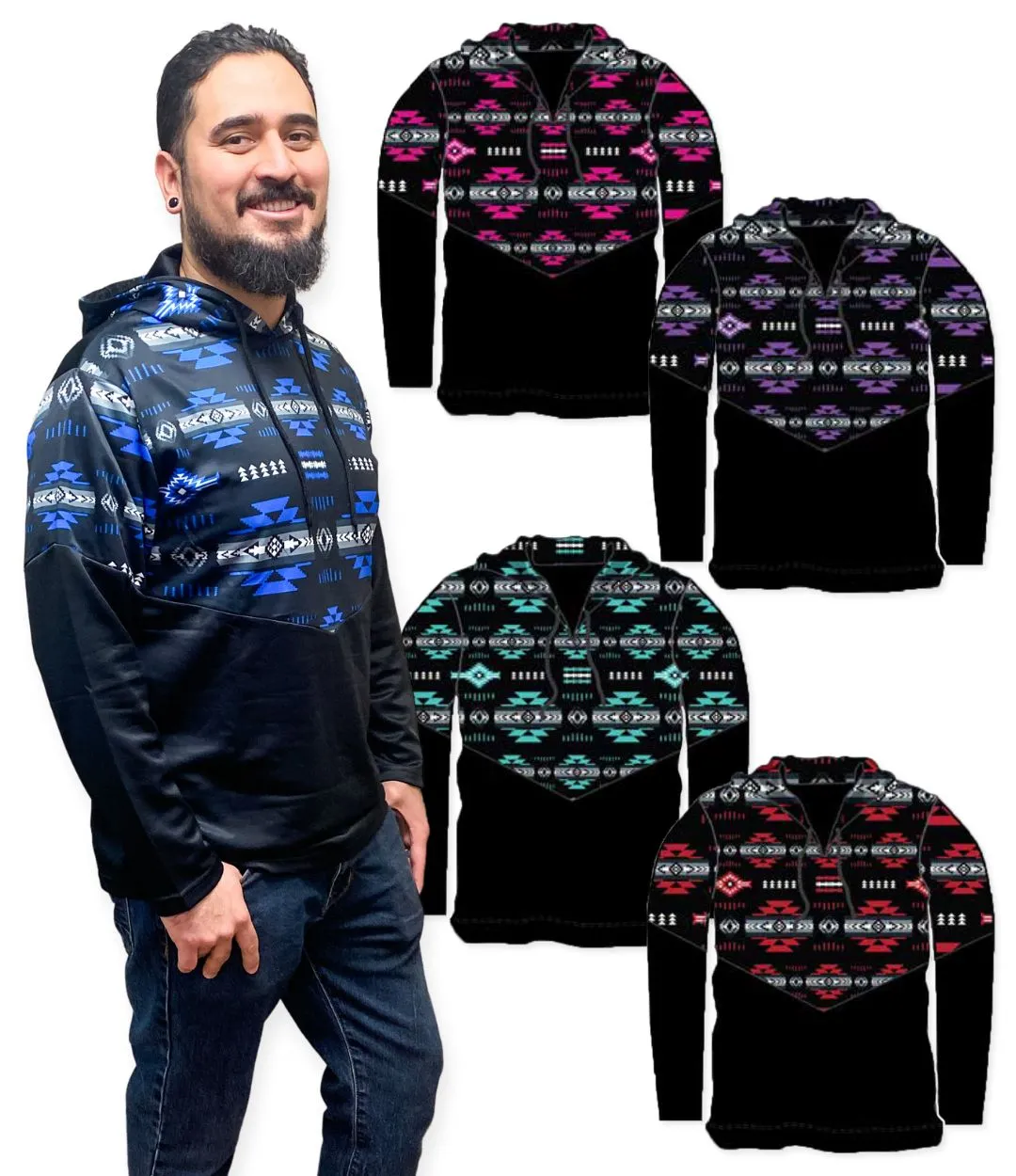 <font color="red">NEW!</font> X-LARGE Turquiose Traditional Southwest Hoodie Pullovers!