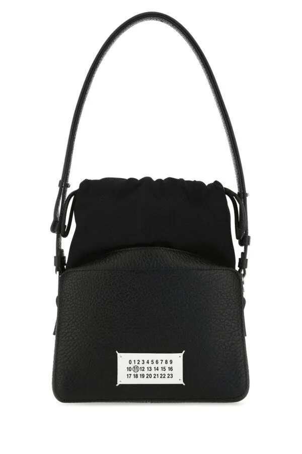 Maison Margiela Women Black Leather And Fabric 5Ac Bucket Bag