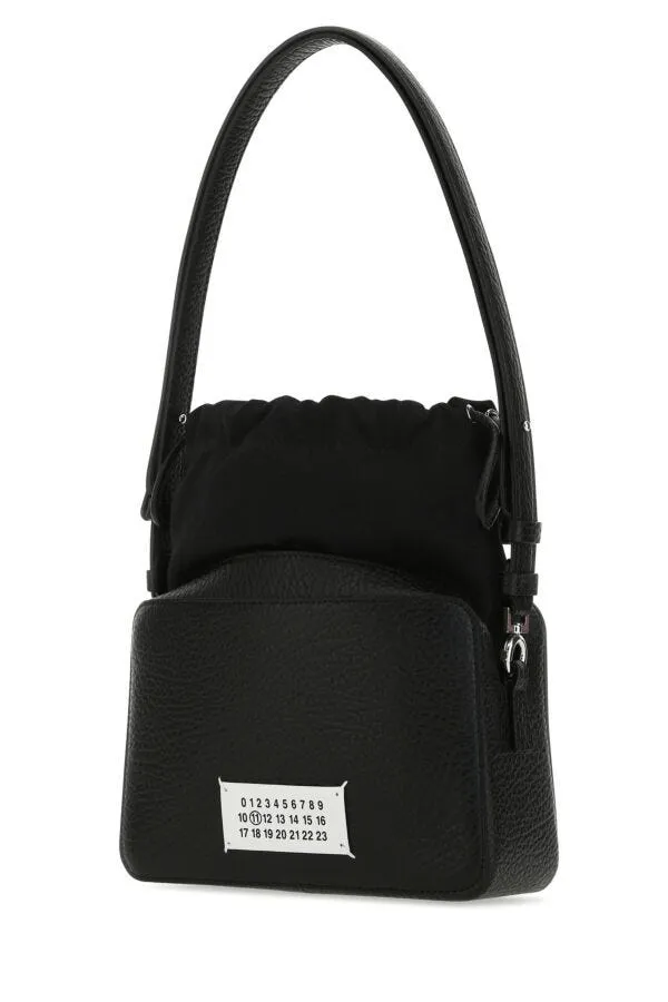 Maison Margiela Women Black Leather And Fabric 5Ac Bucket Bag