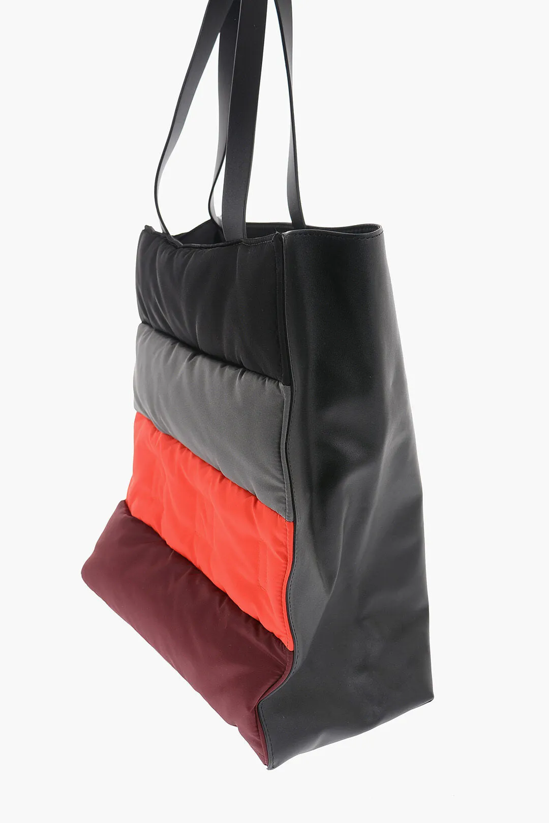 Marni Color Block Leather and Fabric Tote Bag