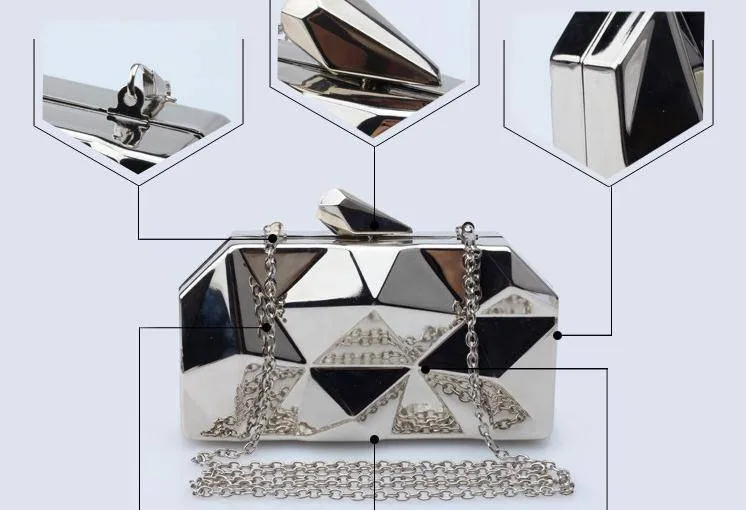 Metal Liquid Geometric clutch, Evening Bag