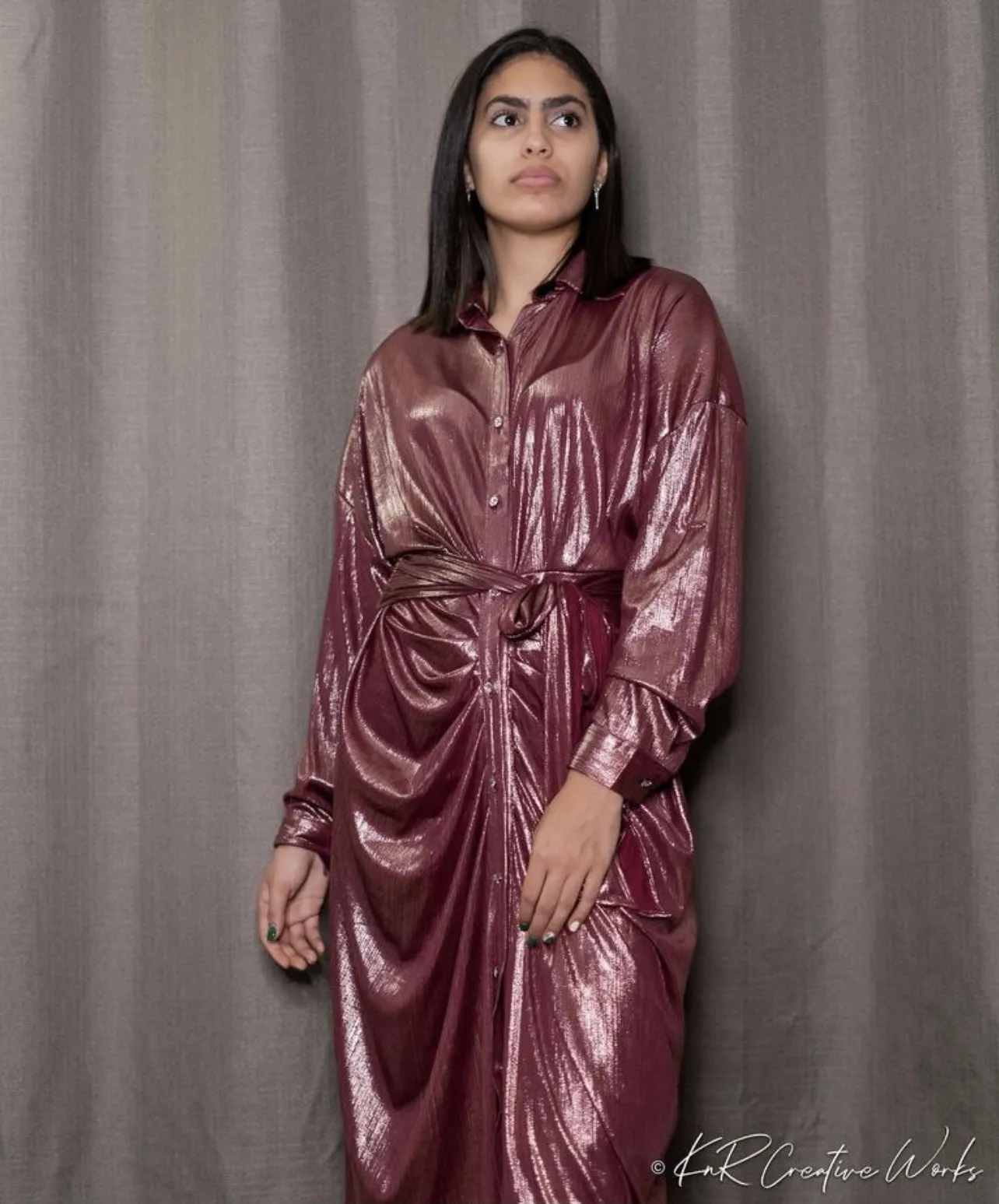 Metallic Burgundy Dress